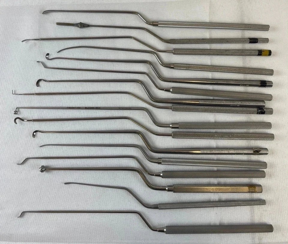 Set of 16 V. Mueller Weck Codman Transphenoidal Bayonet Instruments Neurology