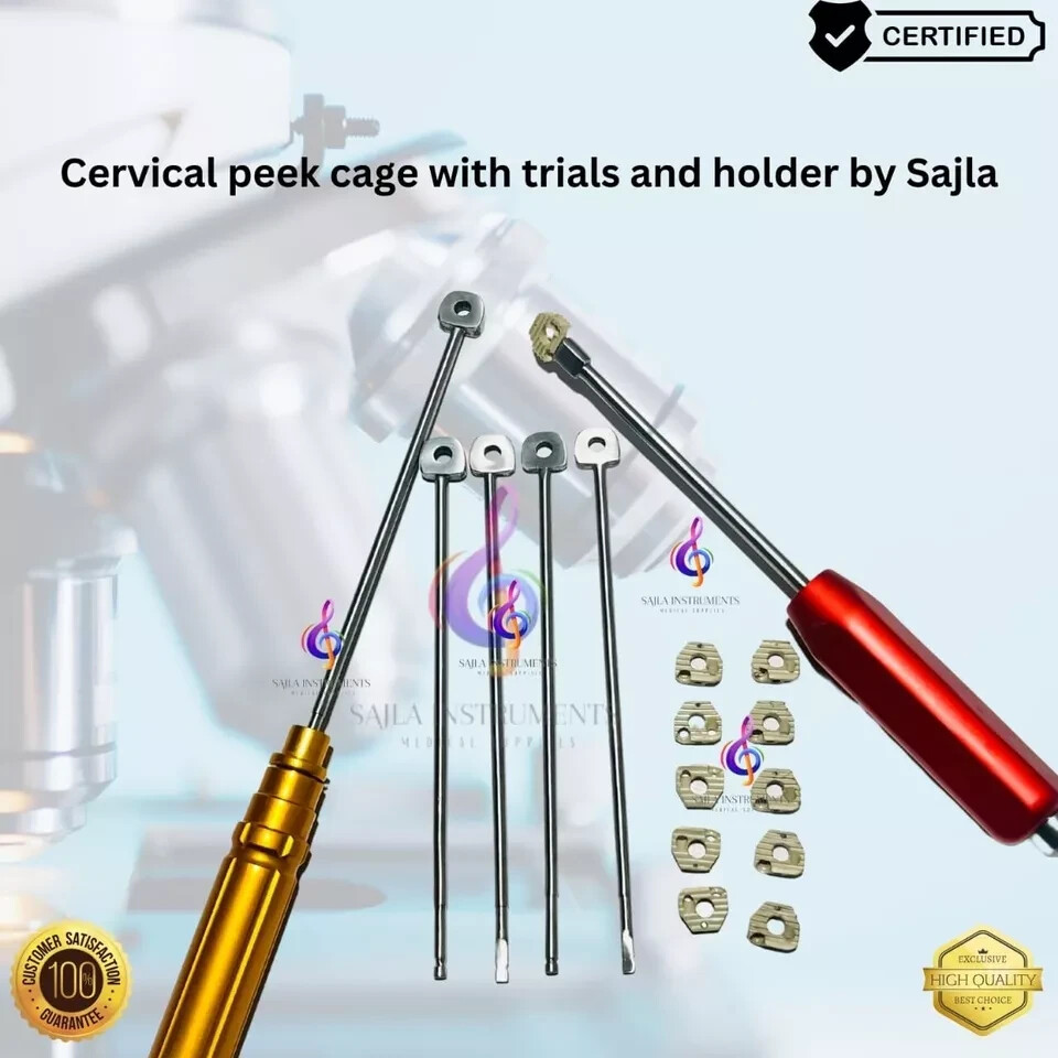 Spine locking Cervical Peek Cage with Trials and Holder 19 Pcs Set by sajla
