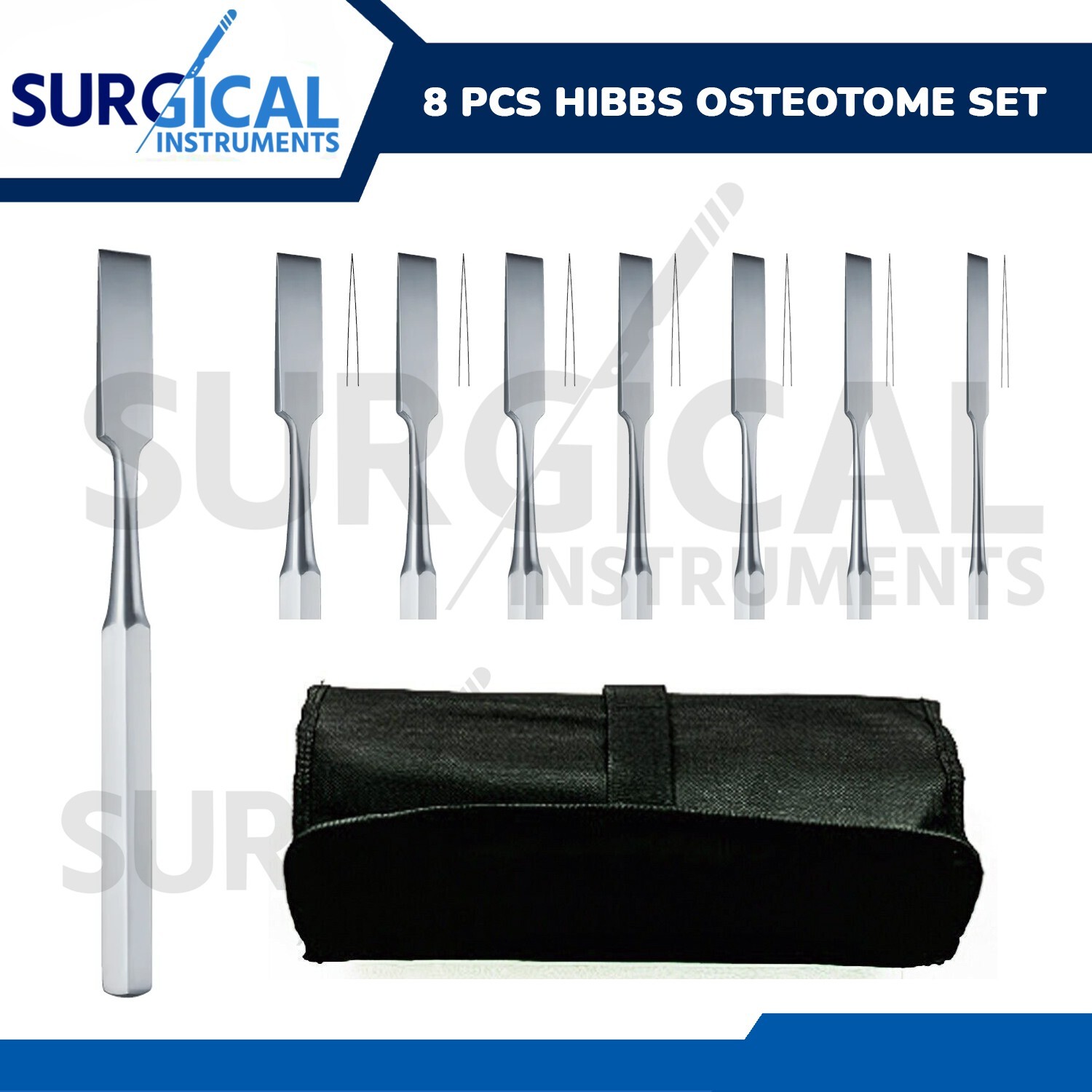 Hibbs Osteotomes 9″ Set of 8 Pcs Surgical Instruments Straight German Grade