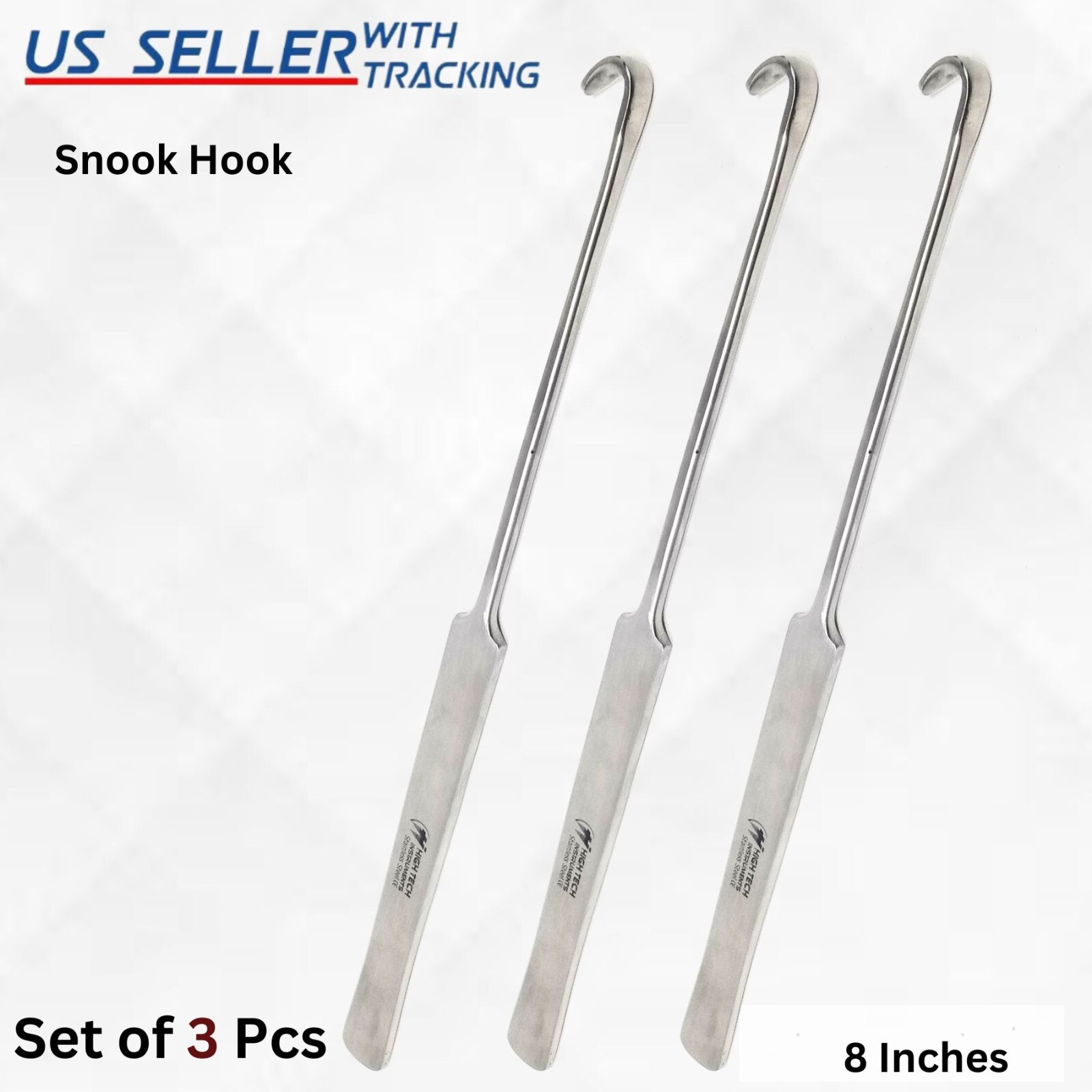 3 Pcs Spay Snook Hook Veterinary Surgical Instruments Stainless German Grade