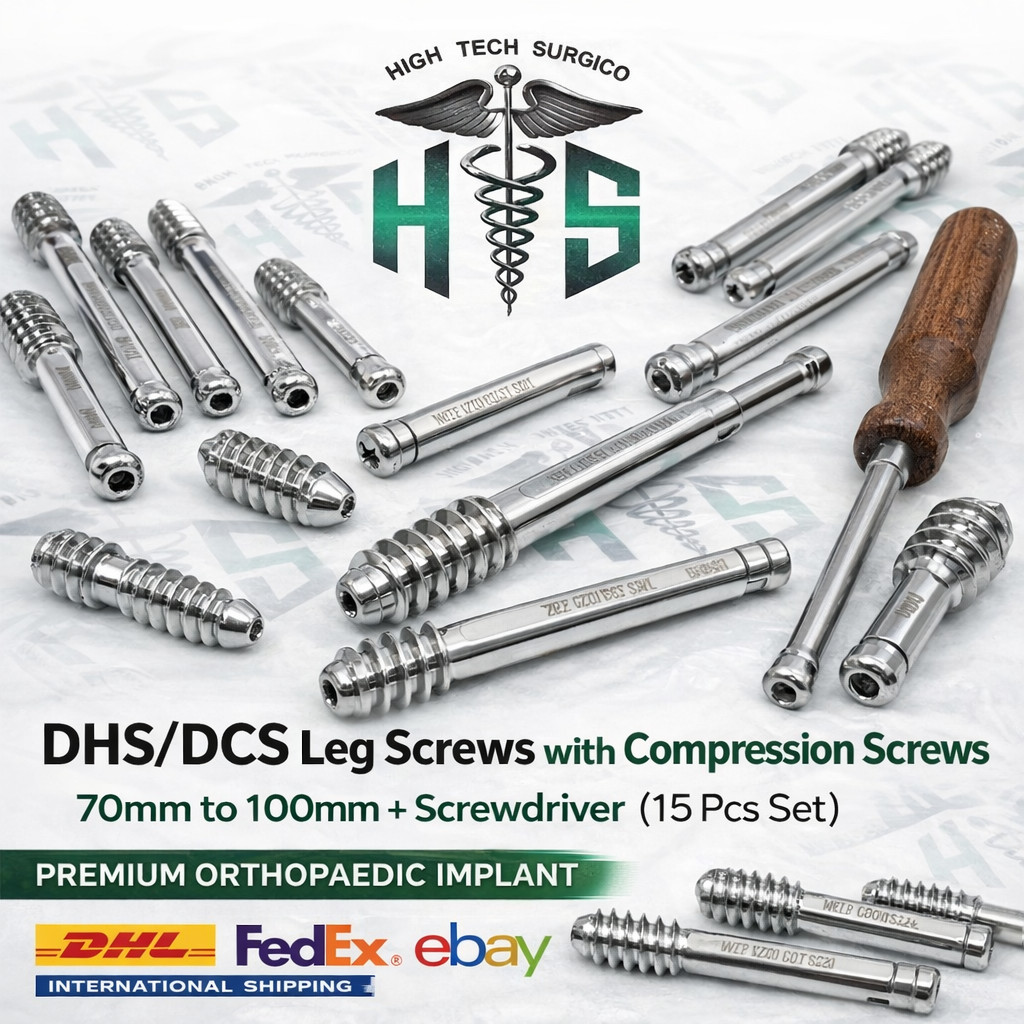 DHS/DCS Leg Screws with Compression Screws 70- 100mm (15 Pcs Set) Stainless 316L