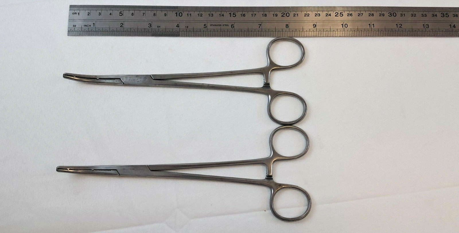 Lot of 2 KLS Martin 13-615-21, Heany Hysterectomy Forceps / Clamp, 8-1/2in.