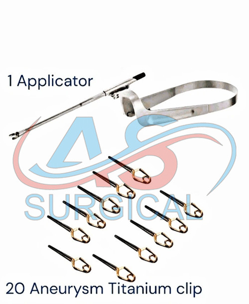 20 Aneurysm Clips & 1 Applicator for Neurosurgery surgical instruments