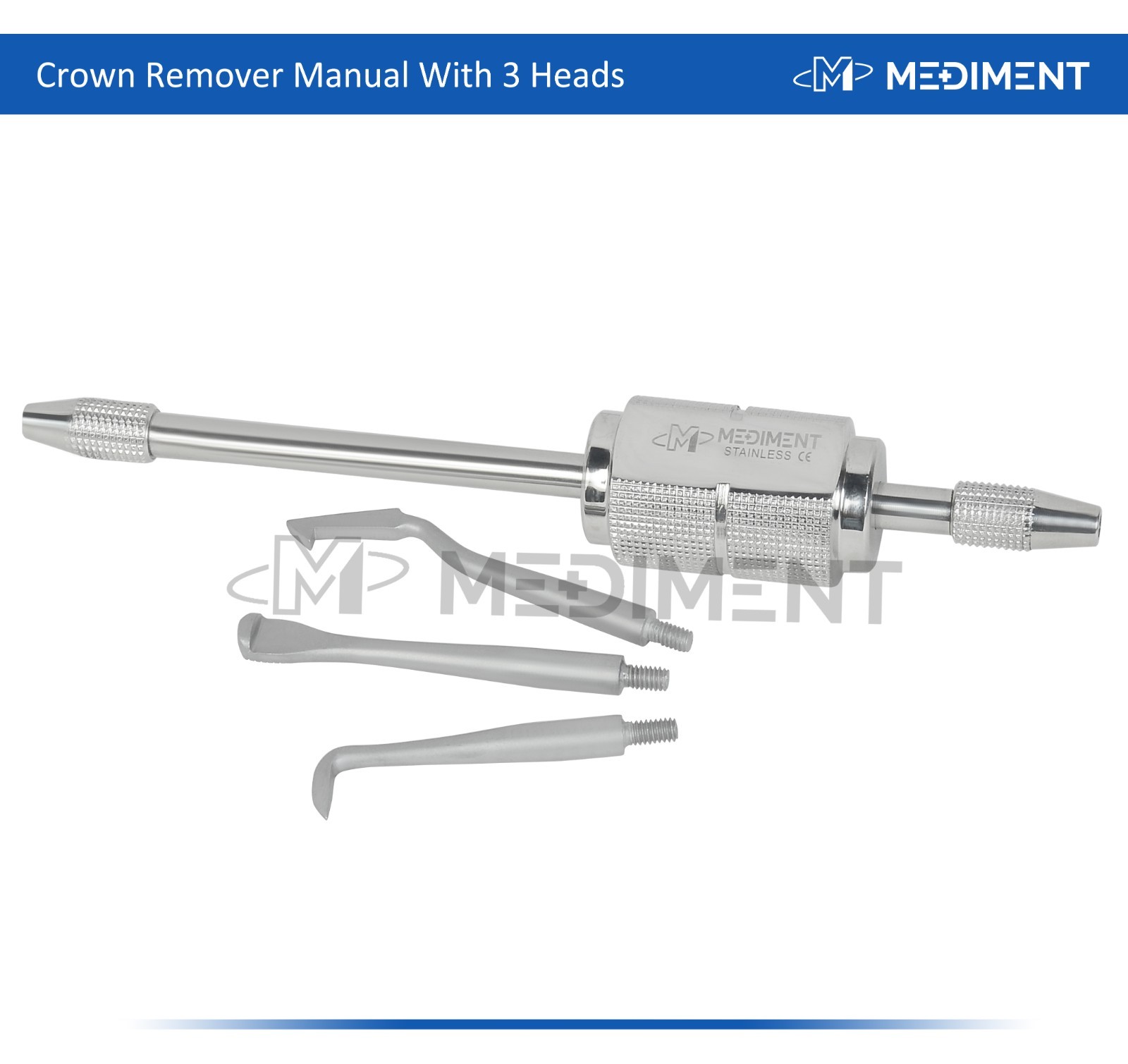 Crown Remover Manual With 3 Tips Bridge Removal Restoration Dental Instruments