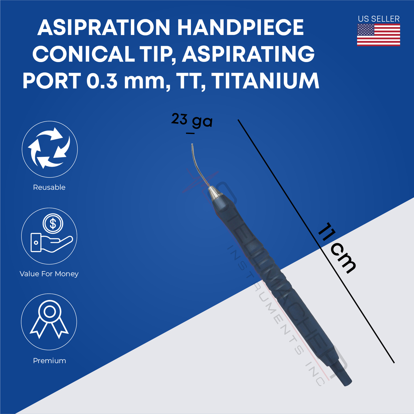 Aspirating Handpiece Conical Tip 0.3mm Titanium Ophthalmic Surgical Instrument