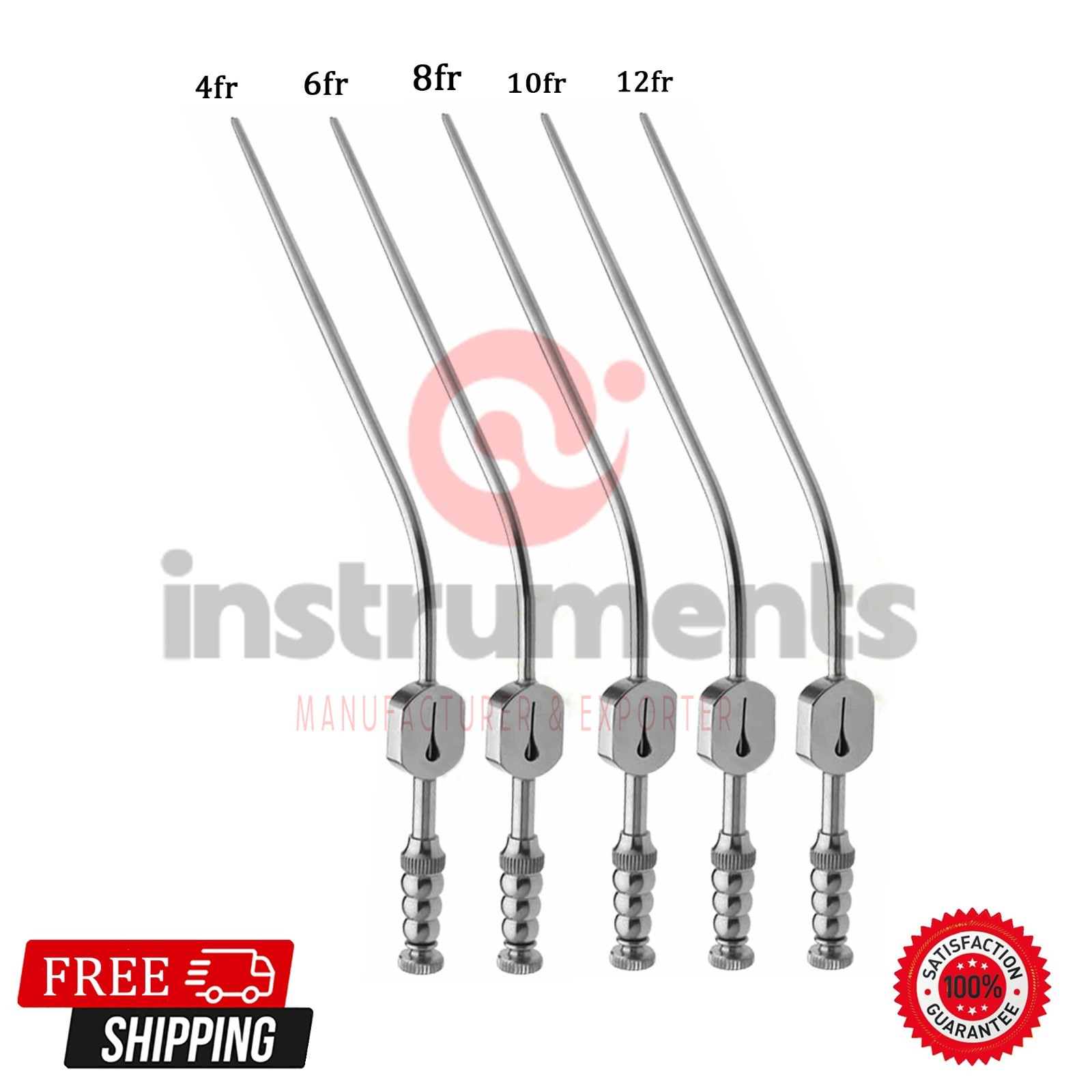 Fukushima Teardrop suction Tubes brain surgery Fr 4,6,8,10,12 5 PCs Set By Ai