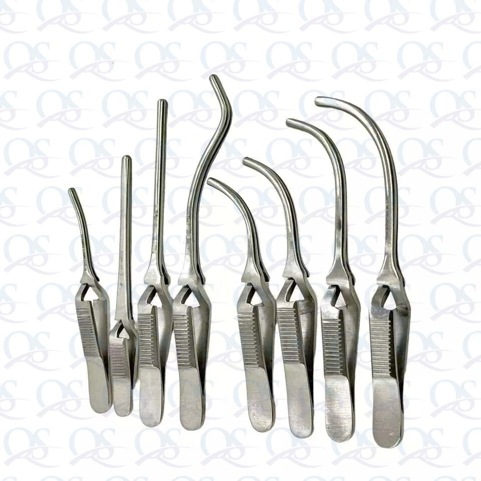 Vascular DeBakey Bulldog Clamp Curved/Straight Surgical Instrument 8 PCS Set