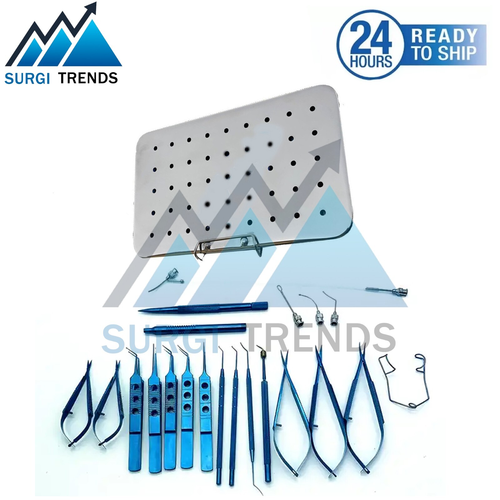 Eye Cataract Titanium Set 21 PCS Ophthalmic Surgical Instruments Set With Box
