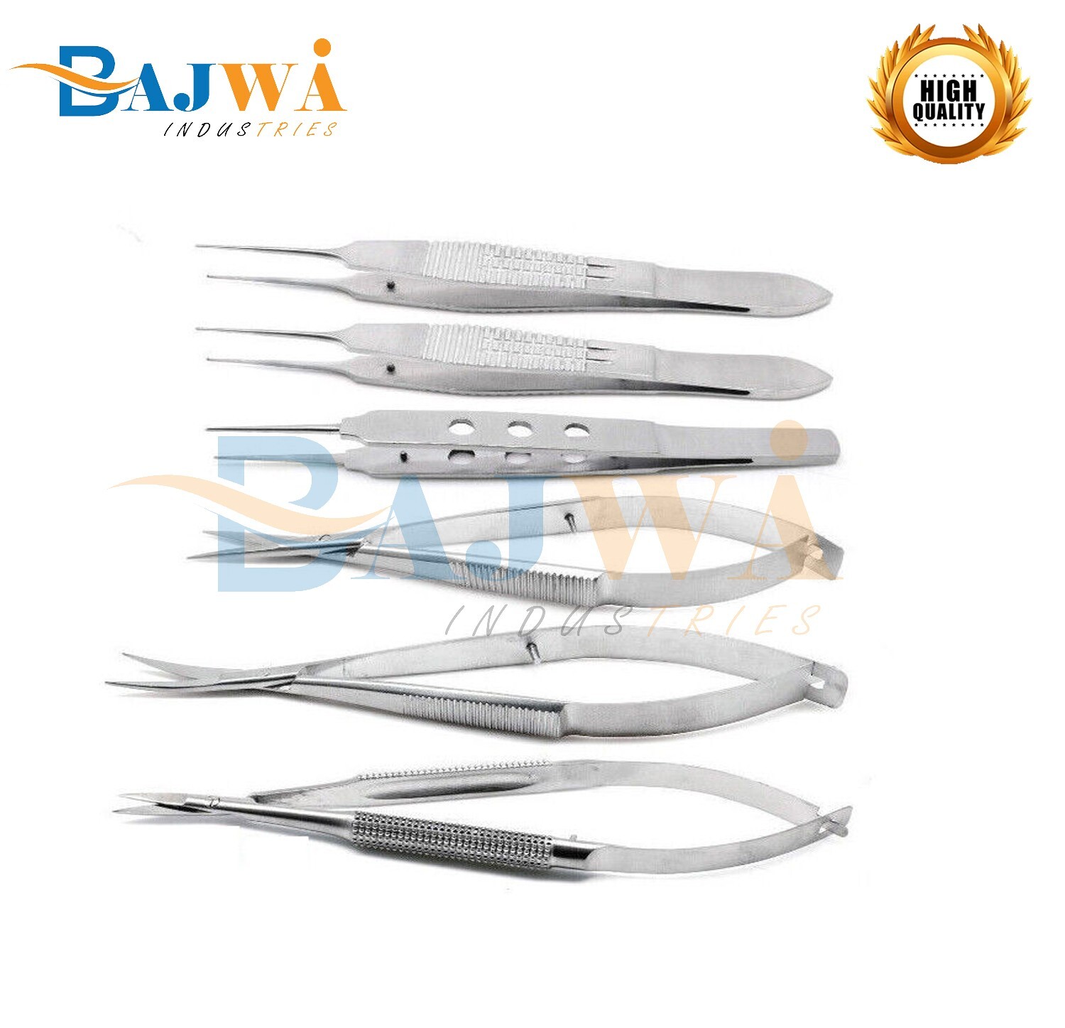 Eye Ophthalmic Scissors Retractors Forceps Speculum Surgical Premium Set of 15
