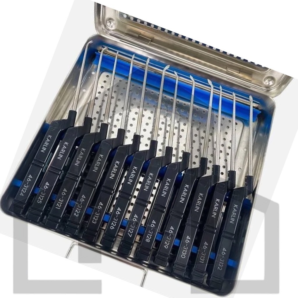 Codman Microdiscectomy KARLIN Curette Instruments 12 pcs Set With Case