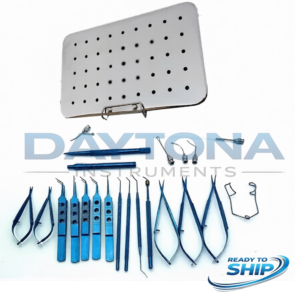 Eye Cataract Titanium Set 21 PCS Ophthalmic Surgical Instruments Set With Box