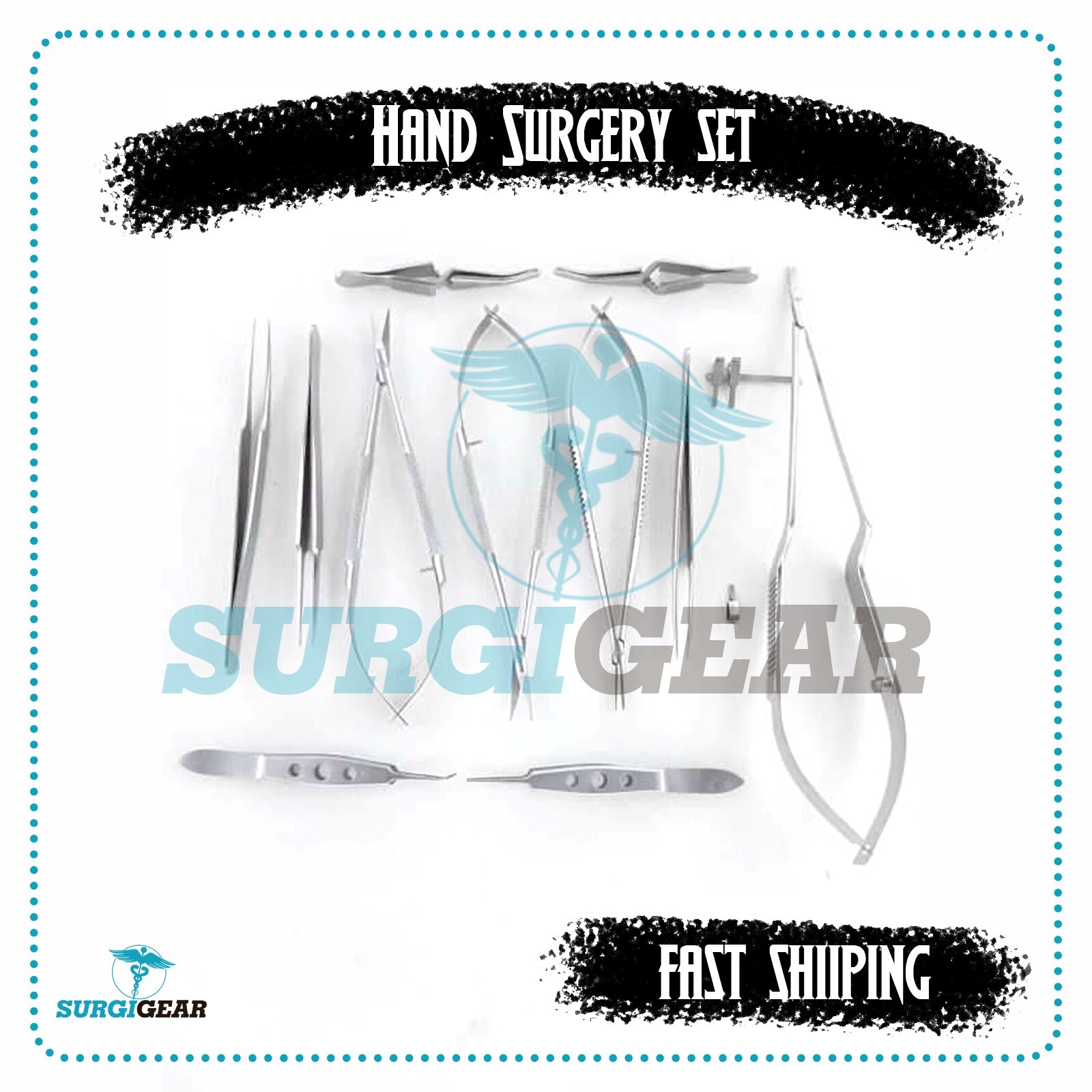 Hand Surgery 13 Pieces Included Tying Forcep,Yasargil,Bull Dog Scissors