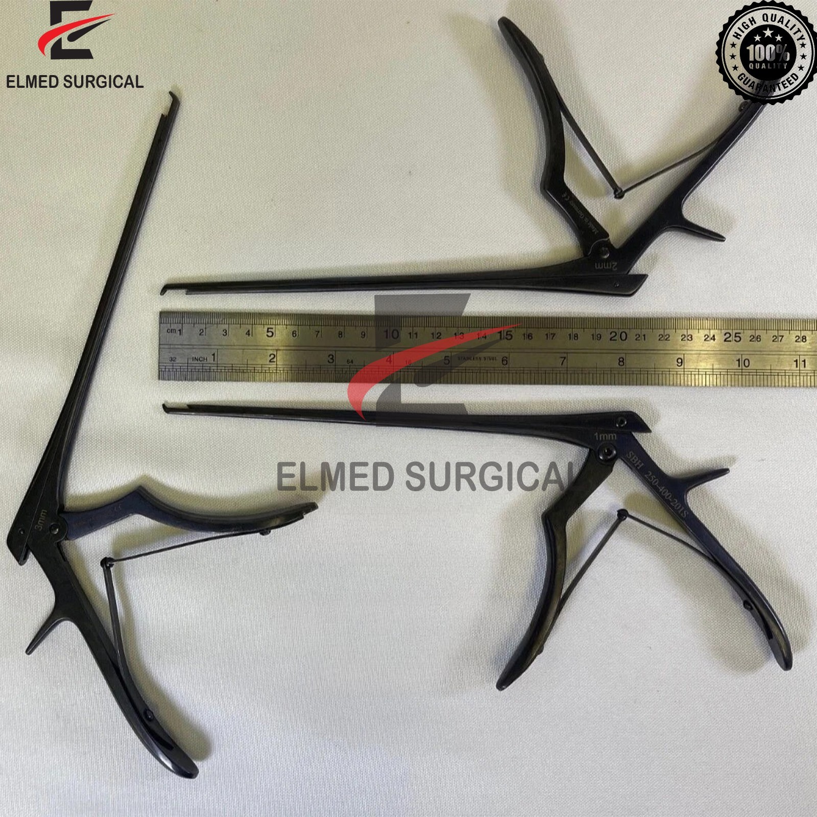 Set of 3 SBH Surgical 250-400-201S 202S 203S 8″ x 40° Up Black Kerrison Rongeurs