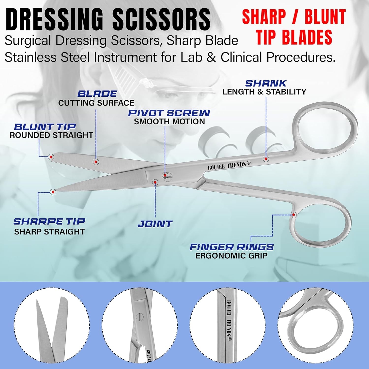 Surgical Dressing Scissors Blunt Sharp Straight Medical First Aid Craft Shears