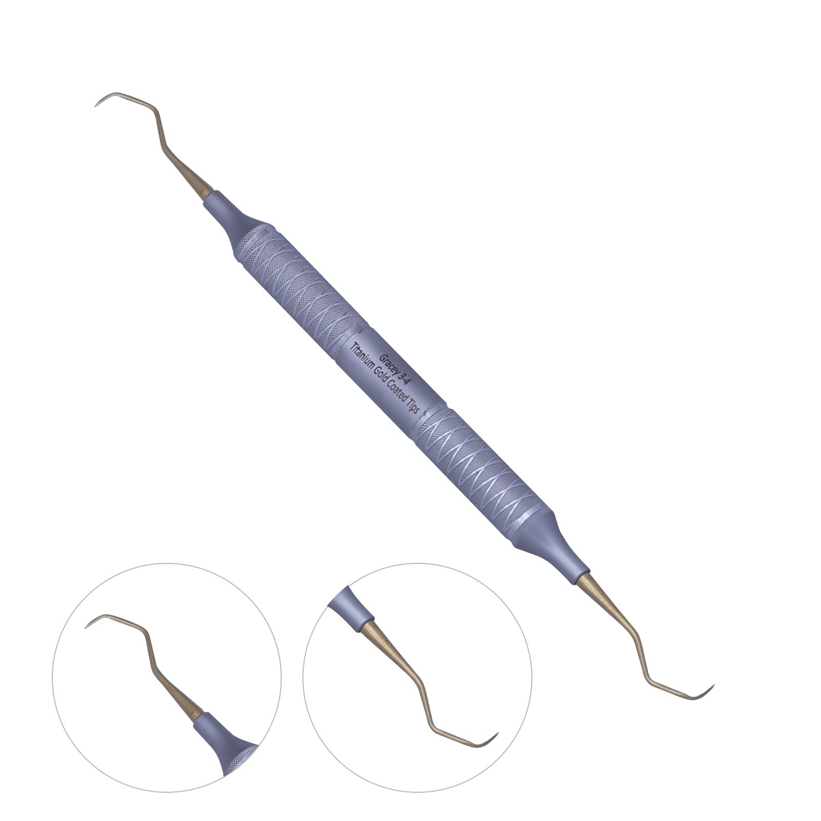 Gracey Dental Curette 3-4, Titanium Gold Coated Tips, Hollow Grip NL-7510