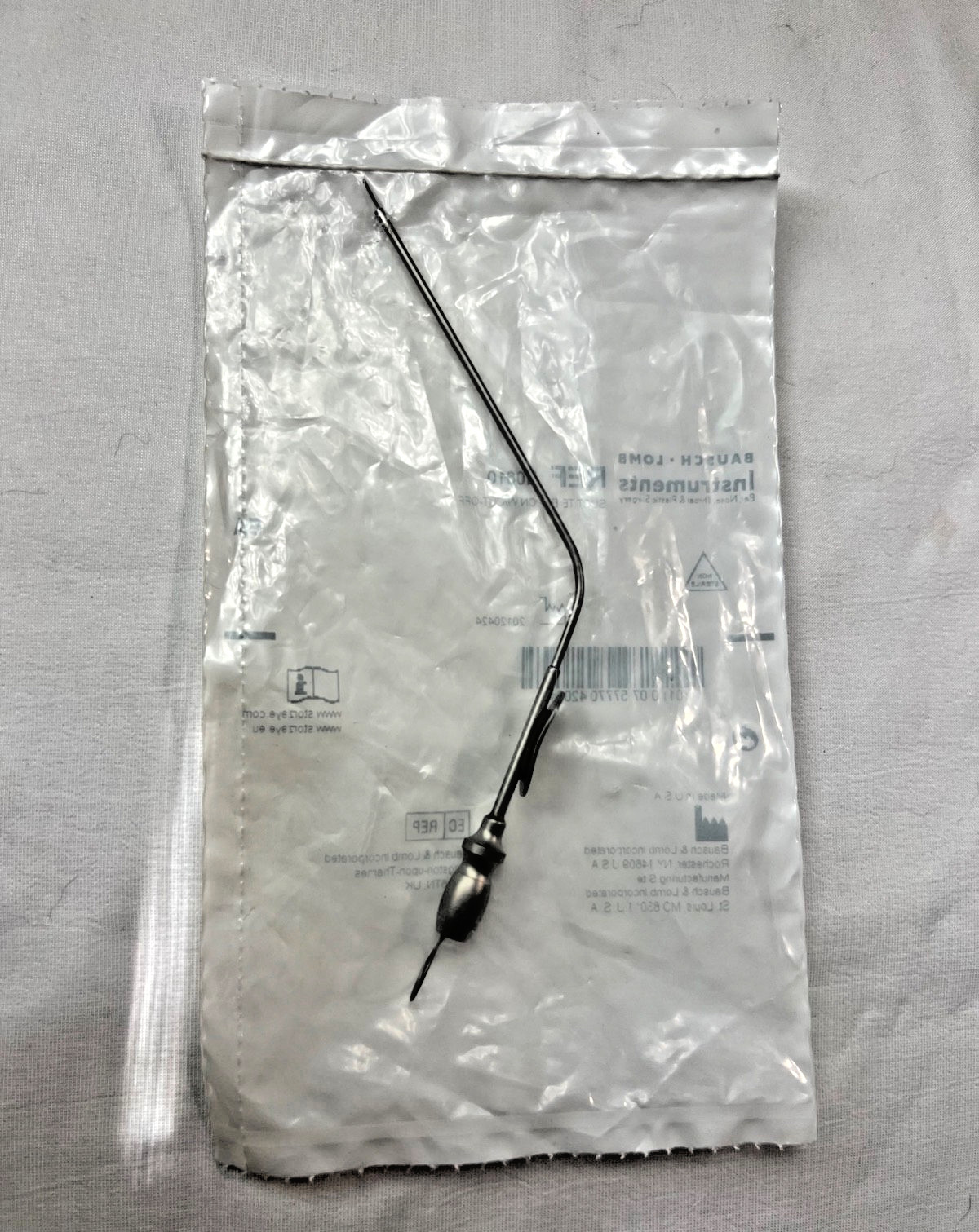 Storz Bausch & Lomb N0610 Baron Suction Tube 5FR w/ Thumb Plate & Cutoff 5.1″ L