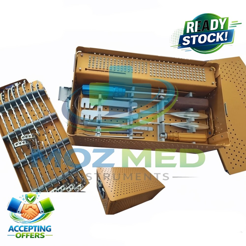Locking Small Fragment Instrument set & Tibia 6,8, 10, 12 H plates & screw 211pc