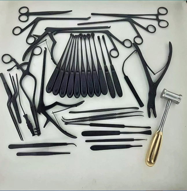 Laminectomy Surgical Instruments 35 Pcs Set Black Coated Orthopaedic Spine Tools