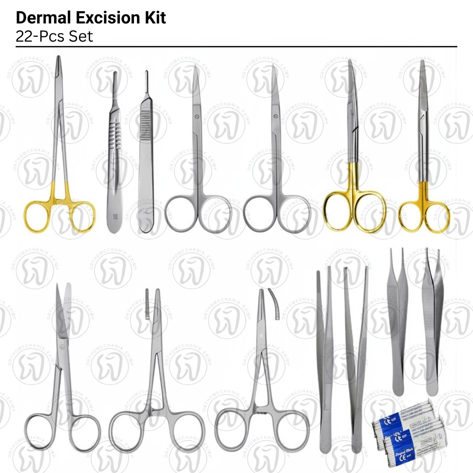22 Pcs Dermal Excision Kit Minor Dermatology Surgery Kit Instrument