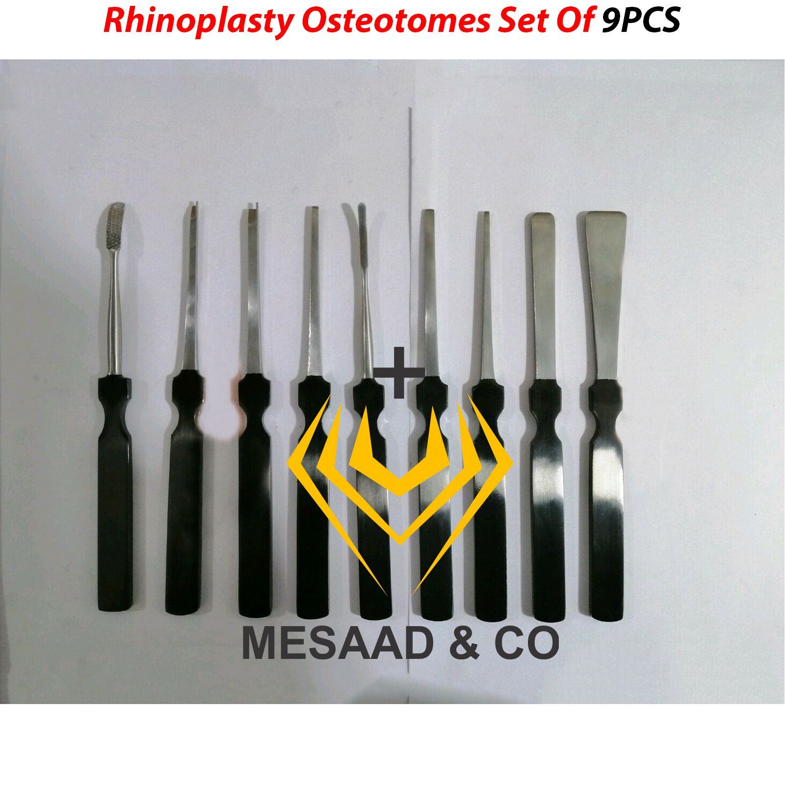 Rhinoplasty Osteotomies 9 PCS Chisels Set Black Color Handle Plastic Surgery