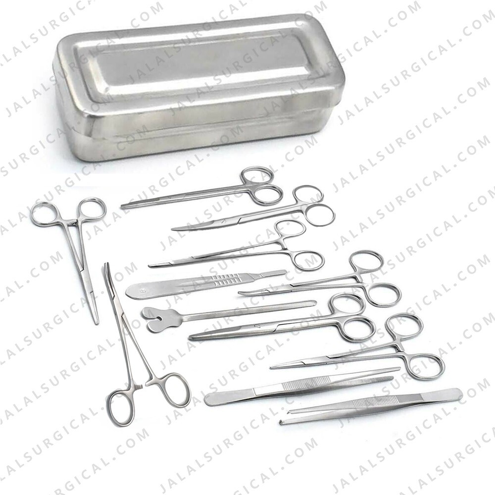Set of 13 Pieces Basic Minor Surgery Kit Steel Box Surgical Instruments