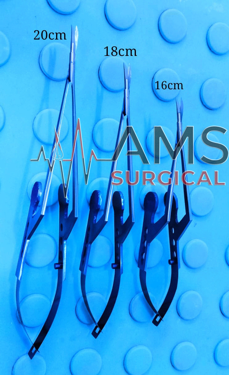 Kamiyama Micro Scissor Neurosurgery Bayonet Handle 16,18,20cm Blue Coated