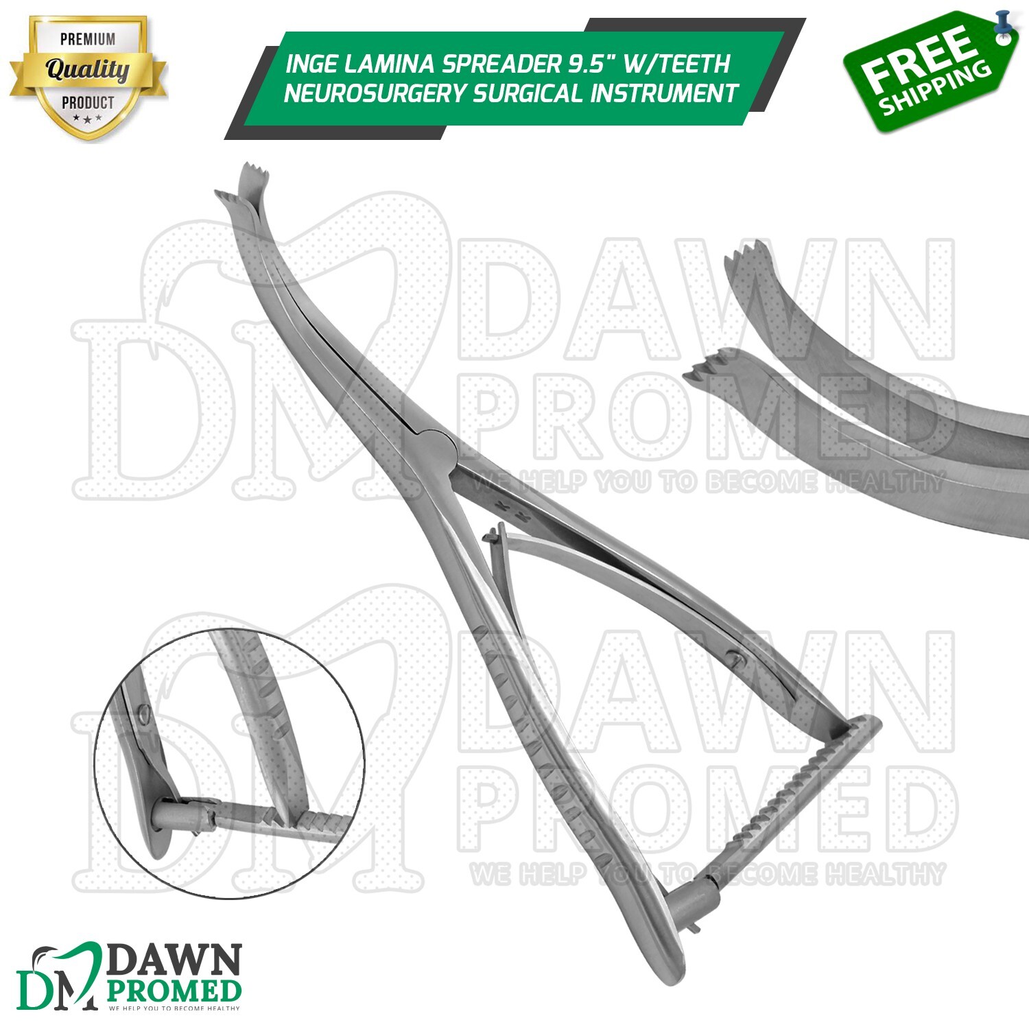 Inge Lamina Spreader 9.5″ W/Teeth Neurosurgery Surgical Instruments German Grade