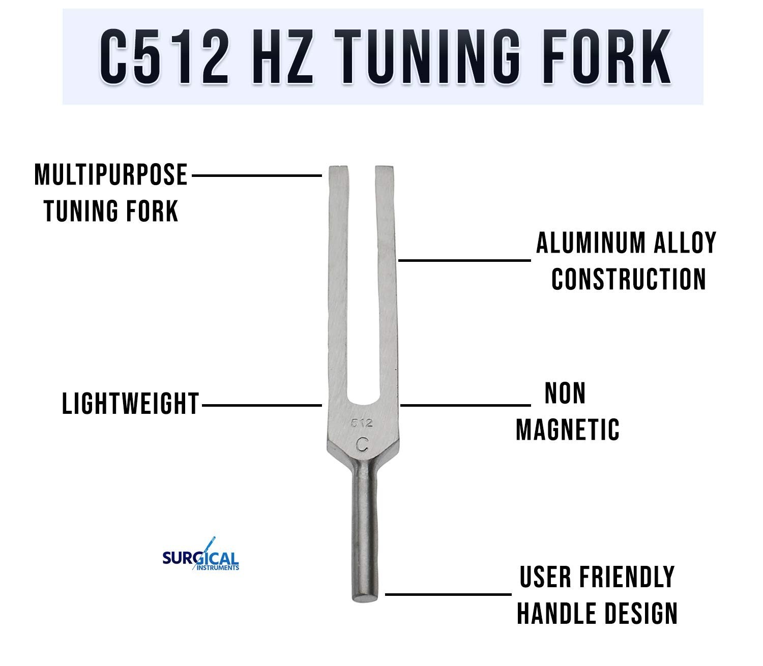 Medical-Grade C512 Hz Tuning Fork – Fixed Weights, Non-Magnetic, Lightweight,…