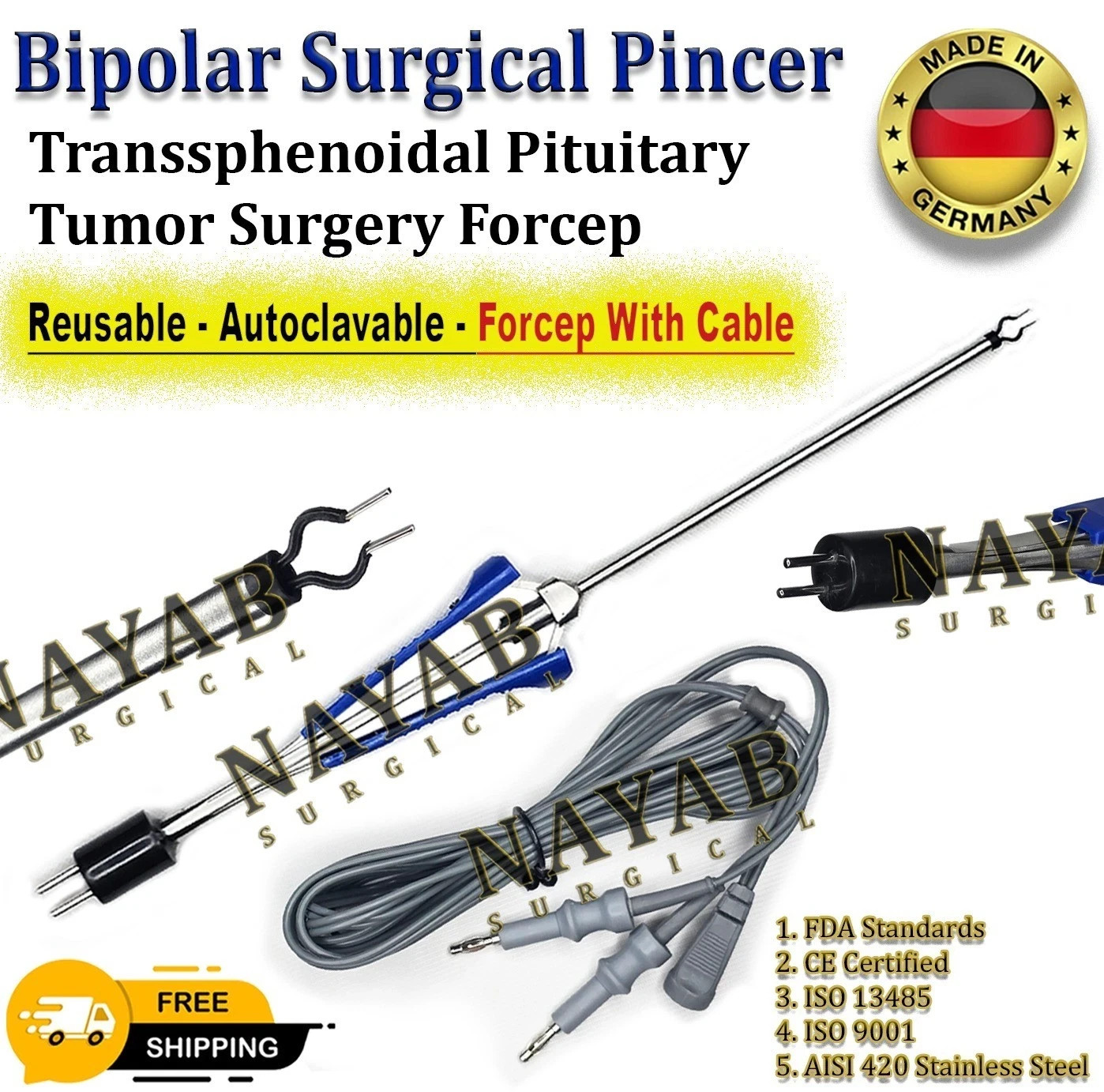 Bipolar Surgical Pincer – Transsphenoidal Pituitary Tumor Surgery Forcep & Cable