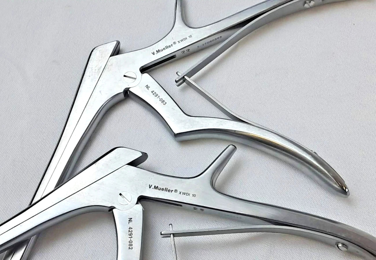 2pc Kerrison Rongeur Set 2mm 3mm 40° Up Bite 8″ V Mueller Spurling Neurosurgical