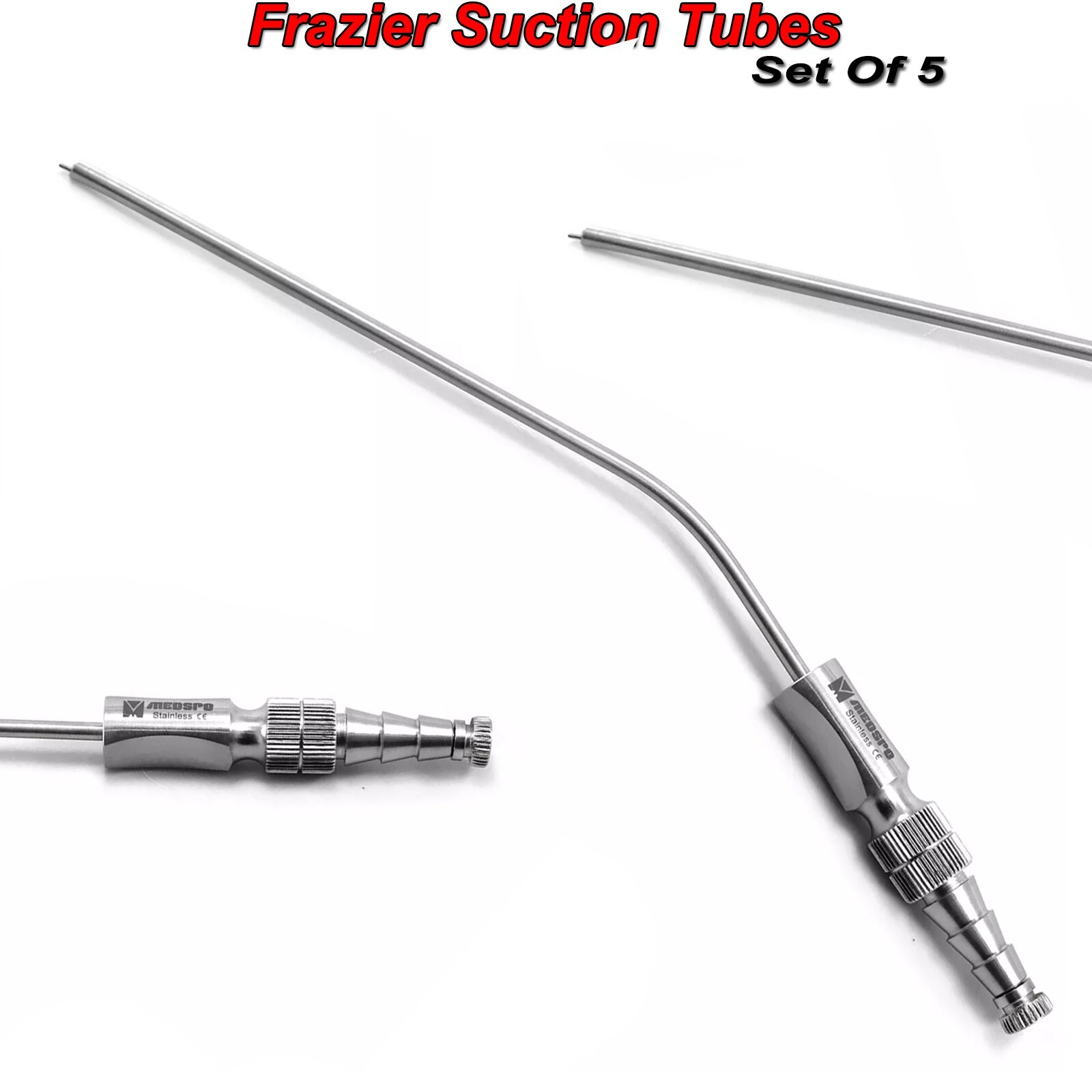 Set Of 5 Dental Aspirator Frazier Suction Surgical Tubes Diagnostic Instruments