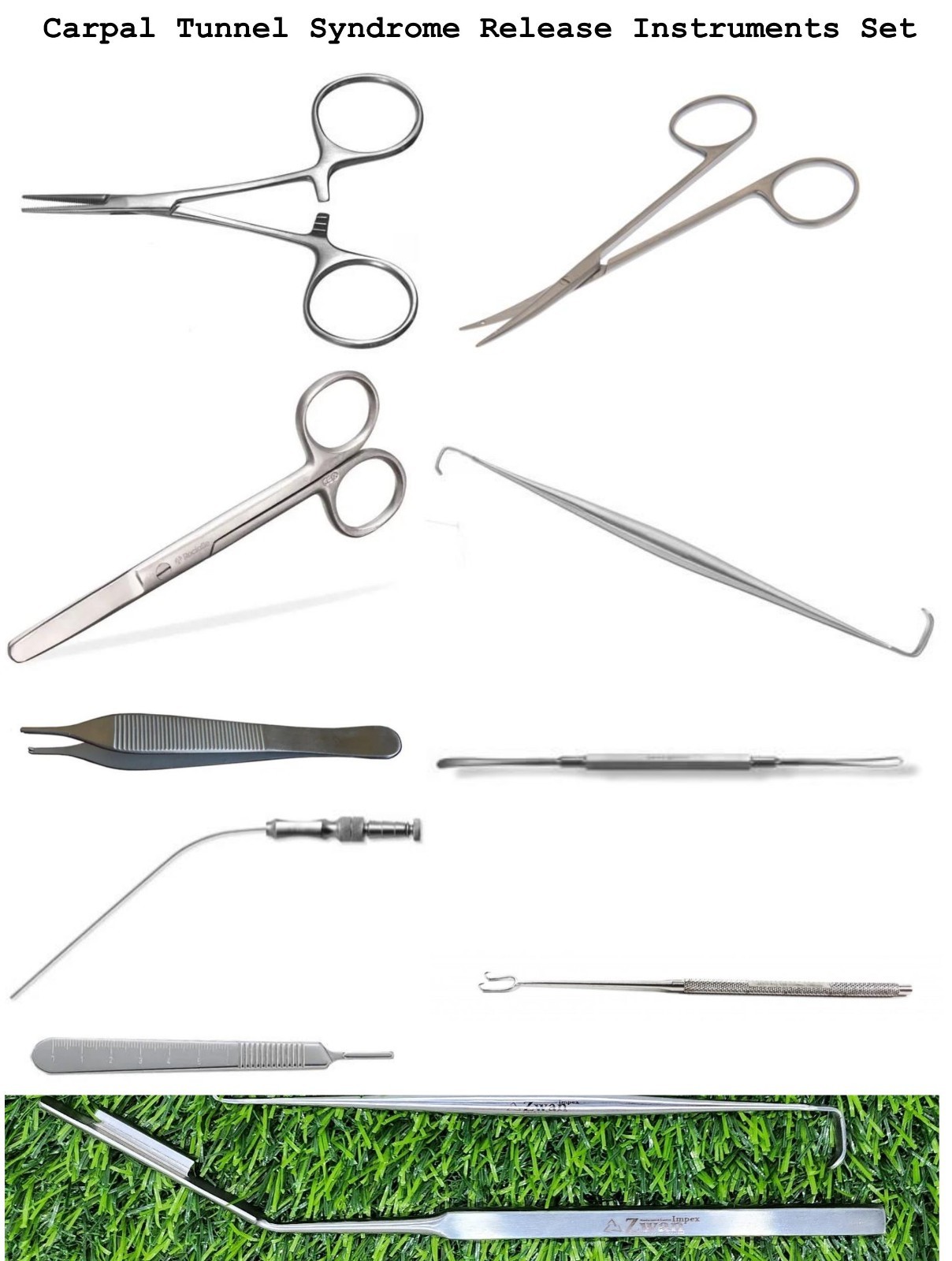 Carpal Tunnel Syndrome Release Hand & Wrist Assorted Instruments Set of 12 Pcs