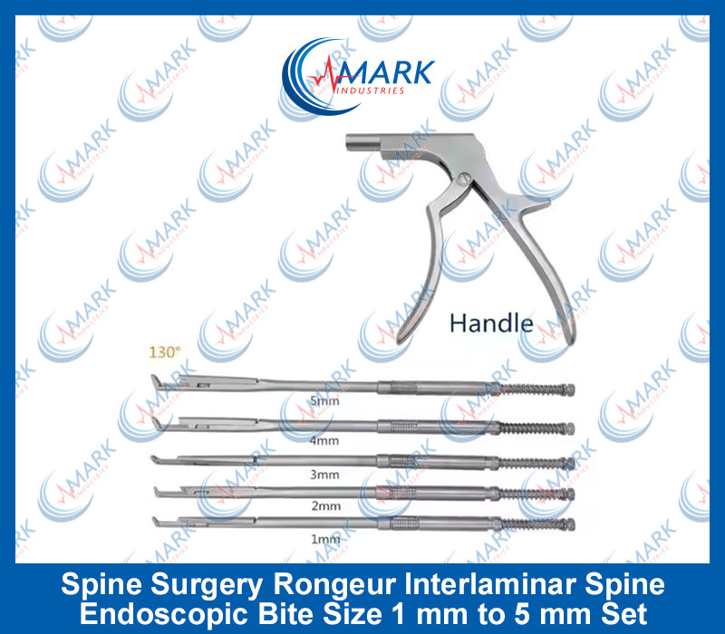Spine Surgery Rongeur Interlaminar Spine Endoscopic Bite Size 1 mm to 5 mm Set