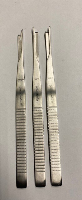 3 Pcs Silver Osteotome 7″ with Single Guard (Straight ,Right, Left )