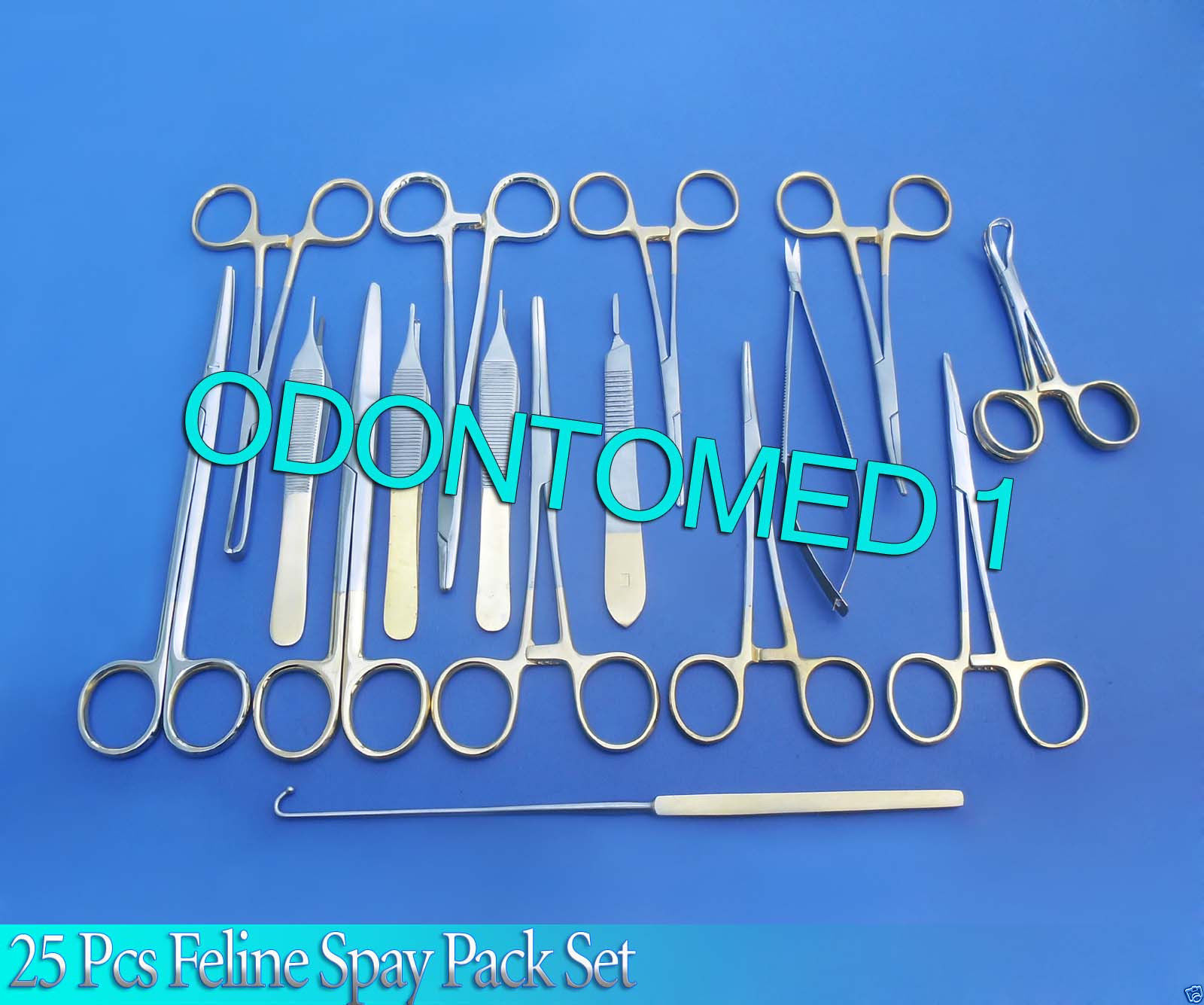 Set Of 25 Pcs Gold Handle T/c Feline Spay Pack Surgical Instruments Kit Ds-1090