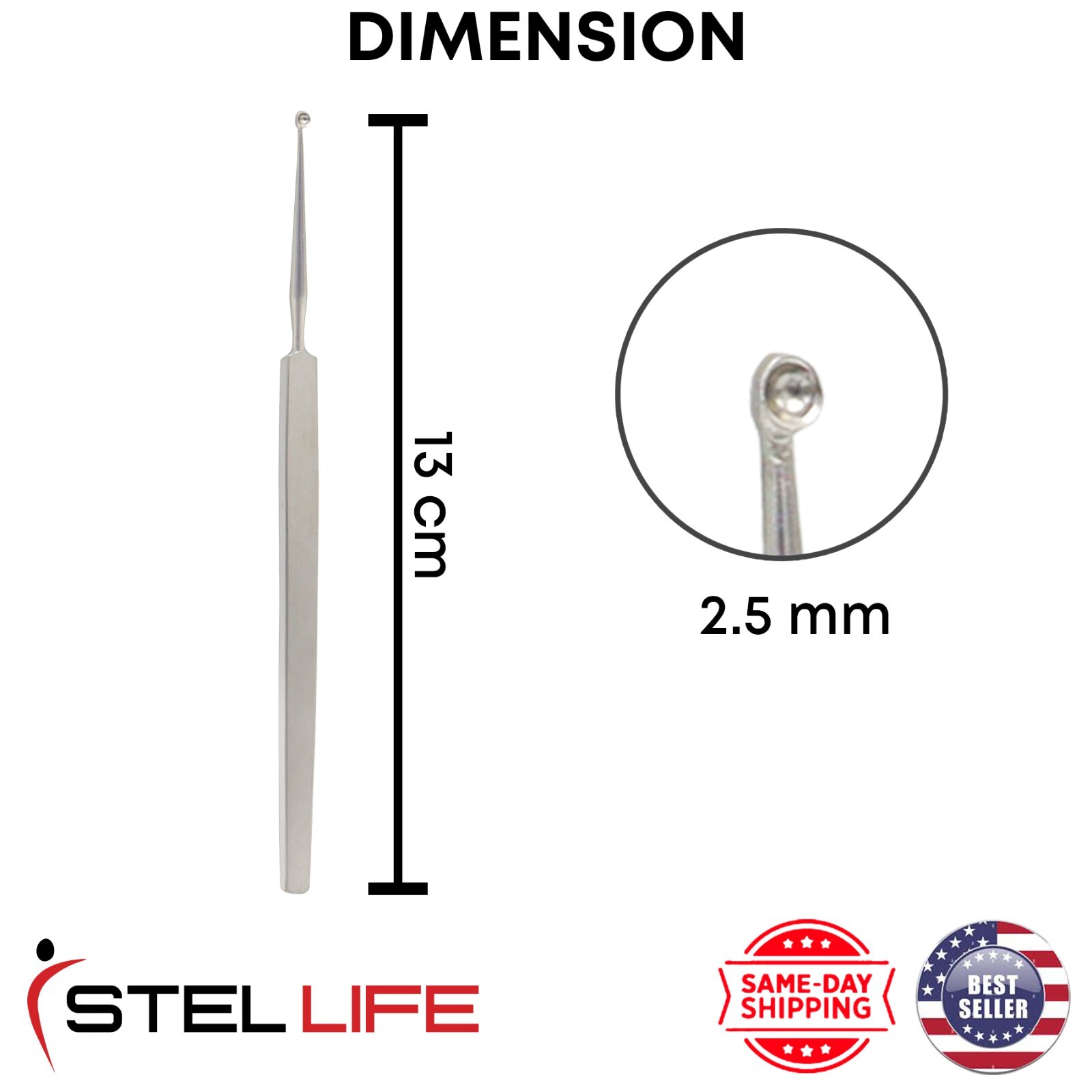 Herba Chalazion Curette 2.5mm fig 3 Premium Stainless Steel Ophthalmic Eye Tools
