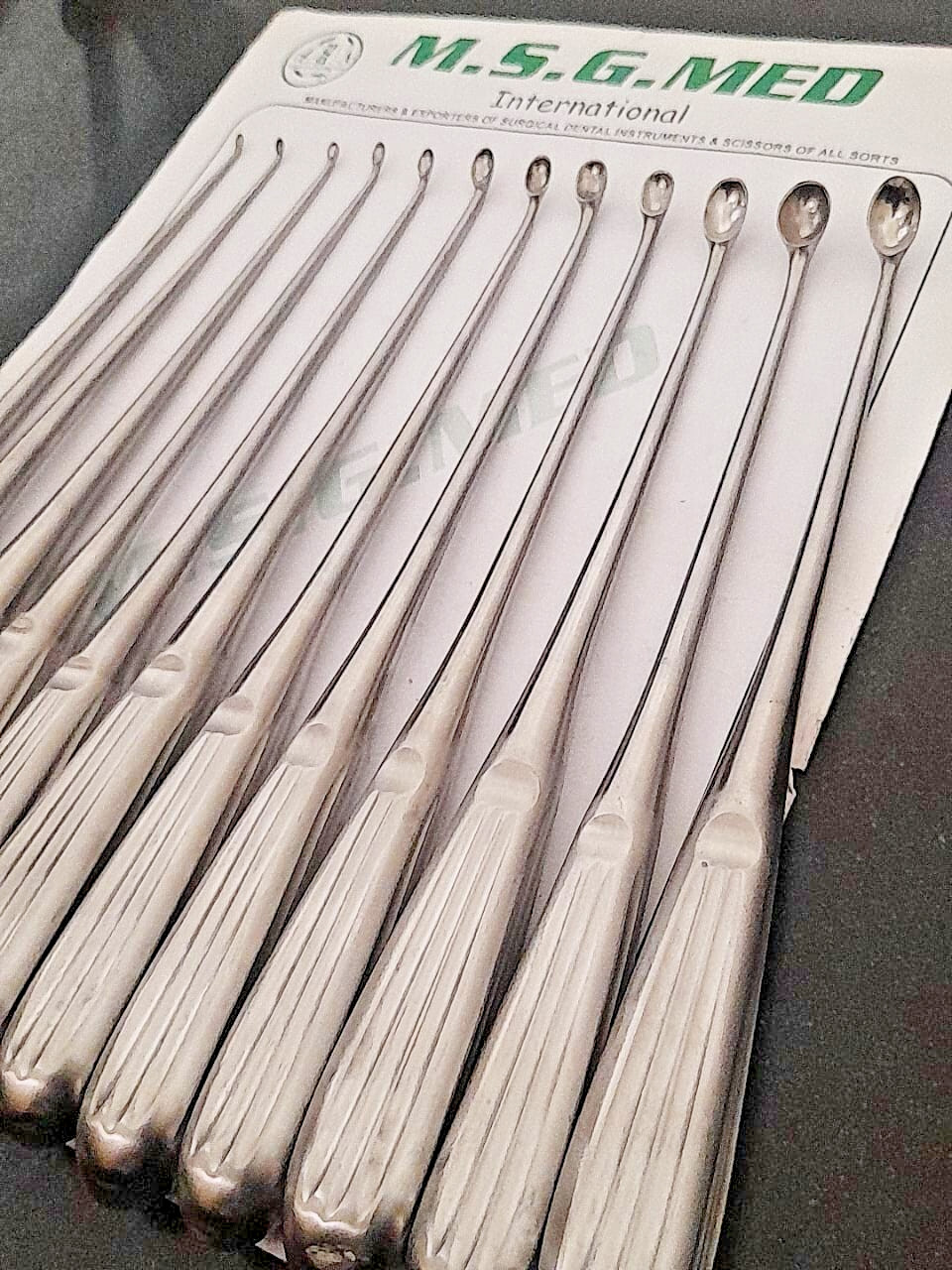 Cervical Brun Currettes Spinal Curettes Straight/Angled 12 Sizes Cup 12 PCS Set