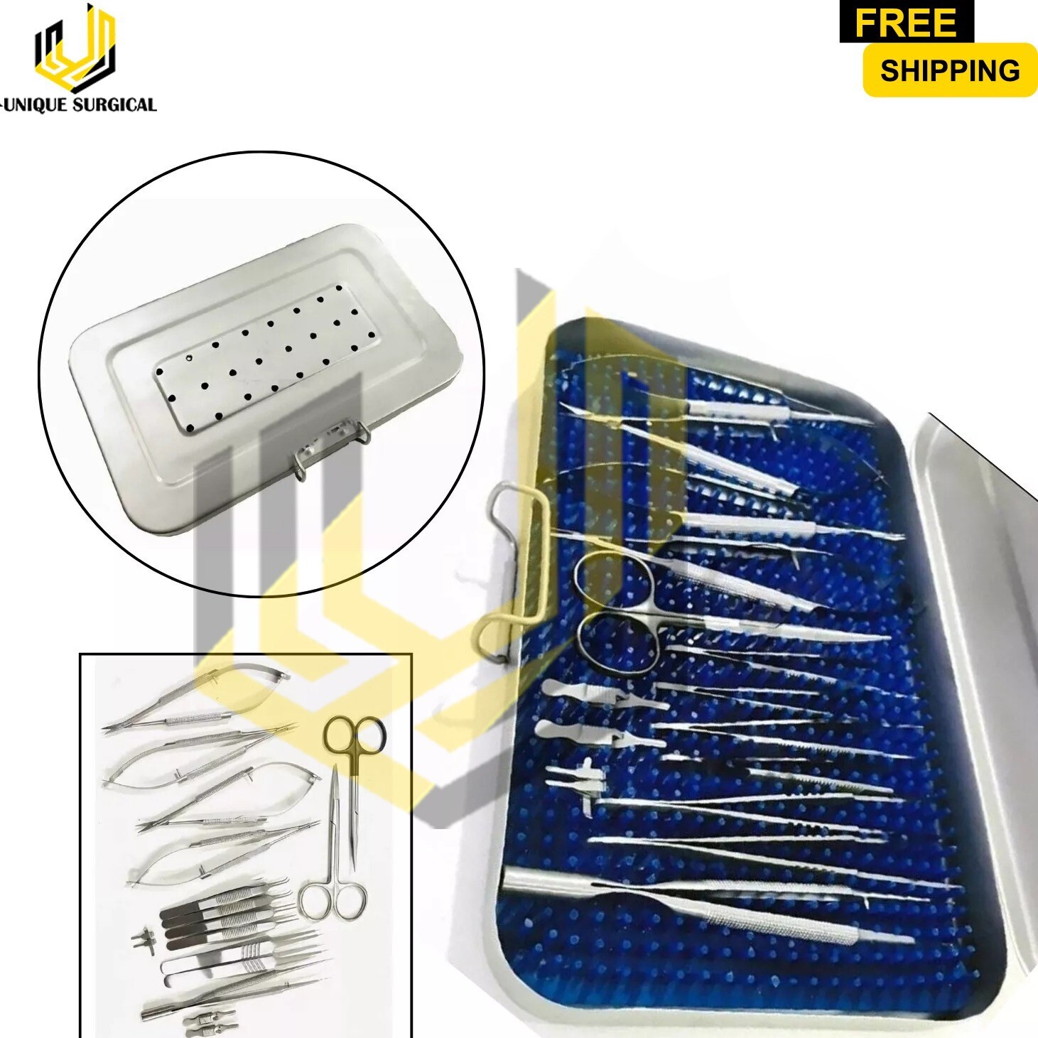 Basic Hand Surgery Set of Micro Surgical Instruments With case