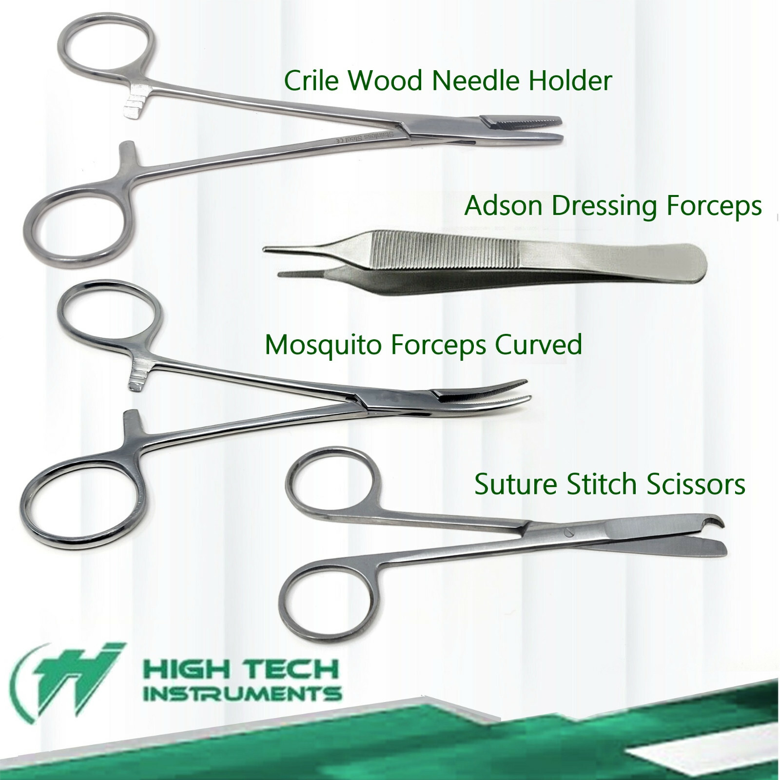 4Pcs Suture Removal Kit Needle Holder Thumb Forceps Scissors Surgical Instrument