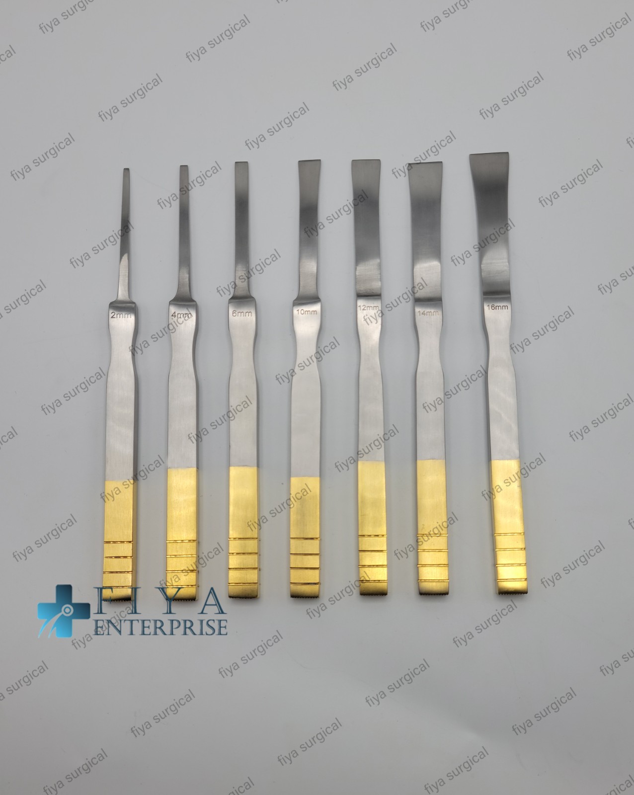 Set of nasal osteotome, 2mm to 16mm size Orthopedic Surgical Instruments.
