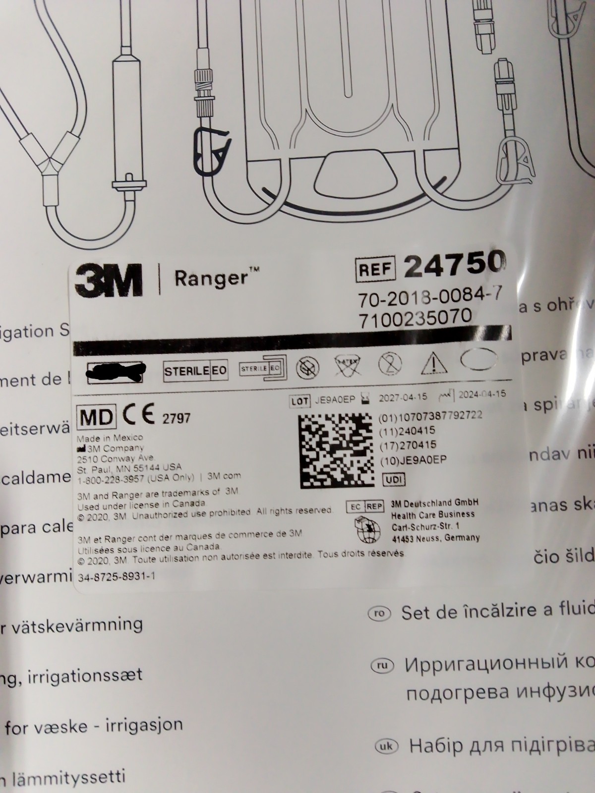 3M Ranger 24750 Fluid Warming Irrigation Set