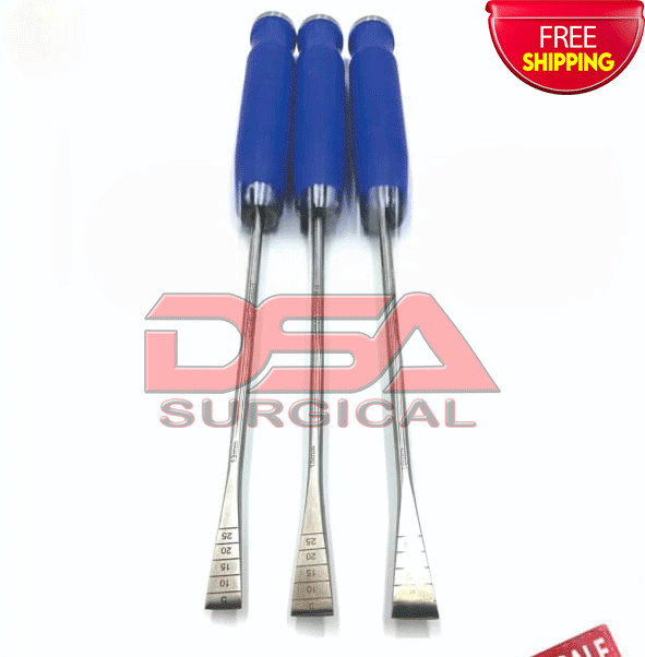 3 Pcs Bone Osteotome 13 mm, 15 mm, 16 mm Size 33 cm, Orthopedic Instruments