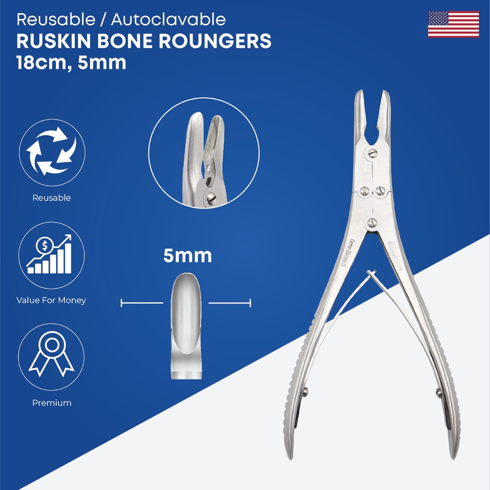 Ruskin Bone Rongeurs Length 18 cm stainless steel Orthopedic Instruments