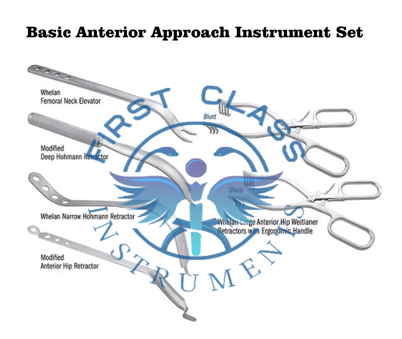 Orthopedic Basic Anterior Approach Instrument Set of 7 pcs