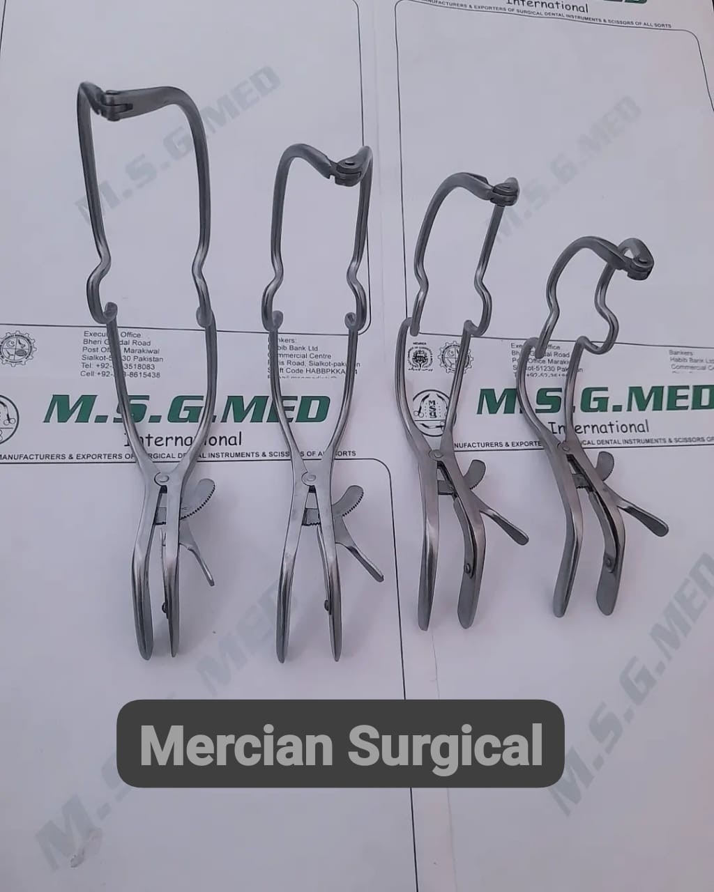 4PCS Adenoidectomy Mouth Divaricator Set Surgical ENT Instrument Stainless Steel