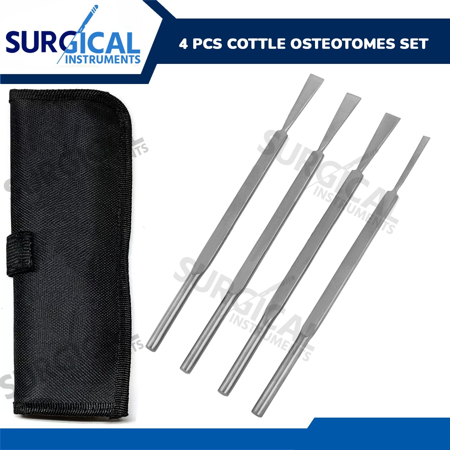 4 Cottle Osteotomes Set 7″ ENT Surgical Dental Instrument Stainless German Grade