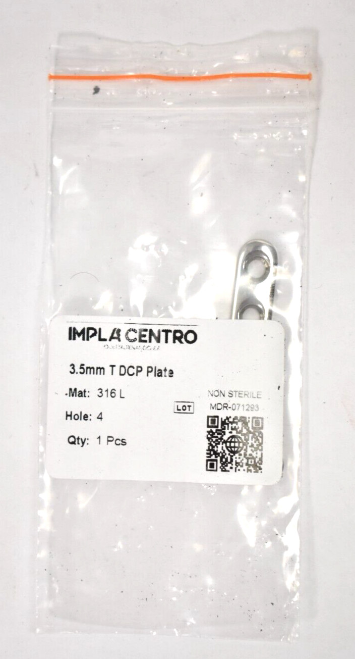 Impla Centro 3.5mm T DCP Plate Stainless Steel Replacement 4 Hole MDR-071293