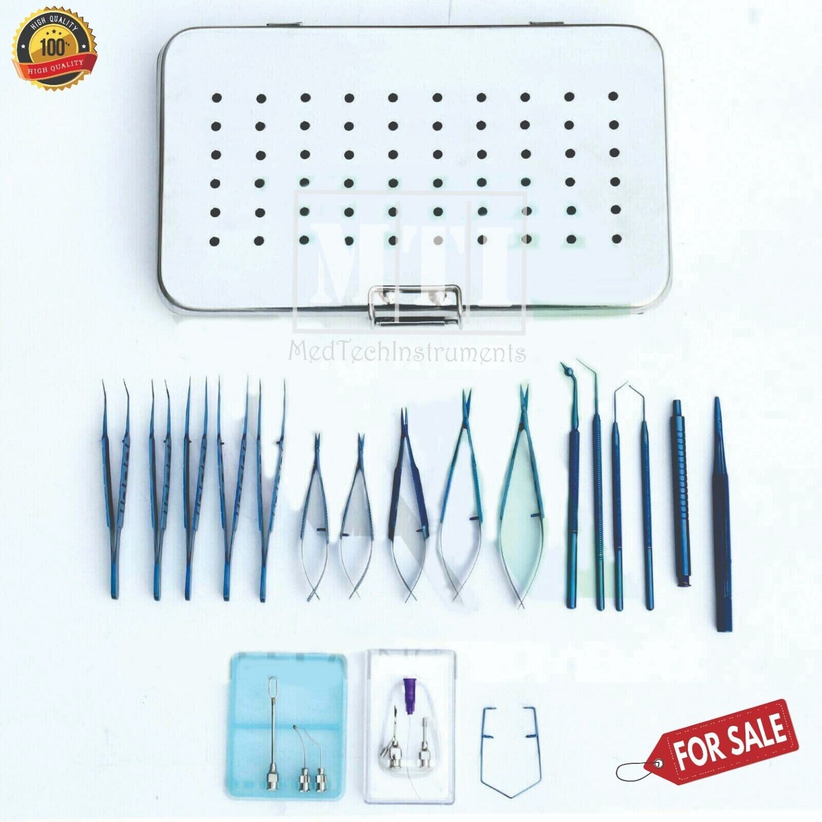 Ophthalmic Micro Cataract Eye Surgery Instruments Set of 21 Pcs Titanium Coated