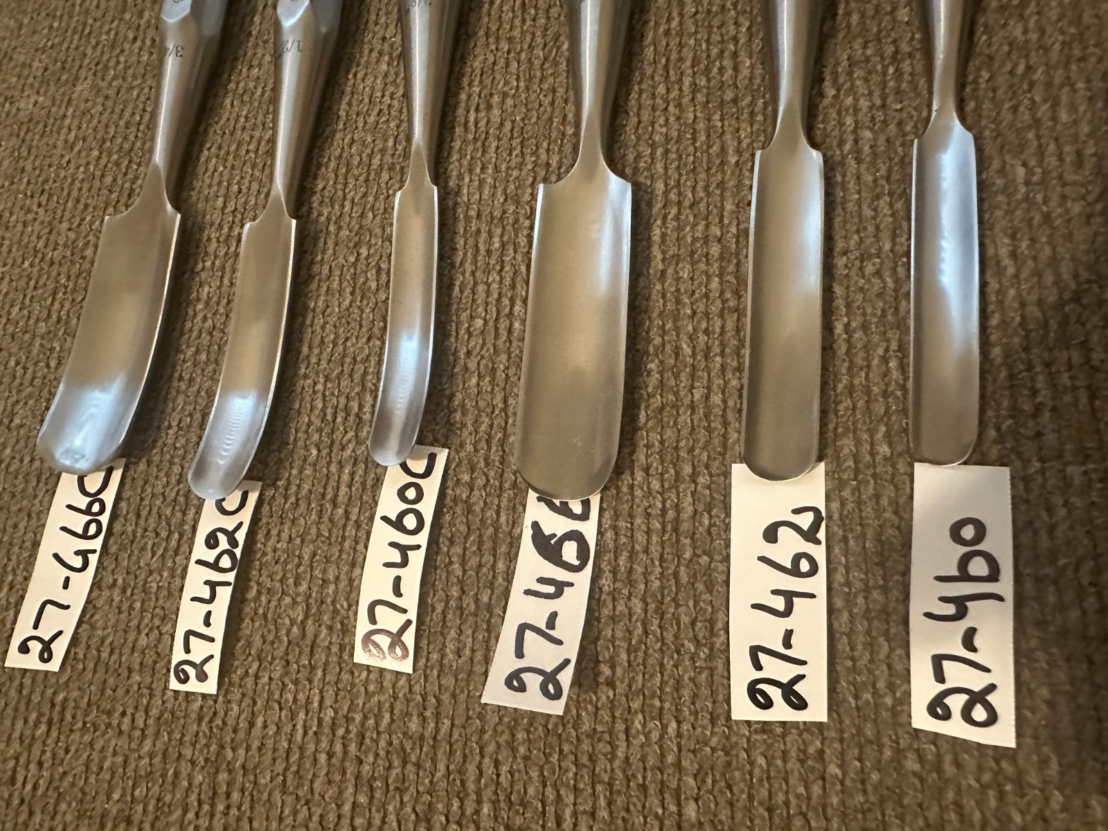 SET OF 6 PCS ORTHOPEDIC HIBBS GOUGES 9″ STRAIGHT & CURVED 3/8″,1/2″,3/4″ WIDE