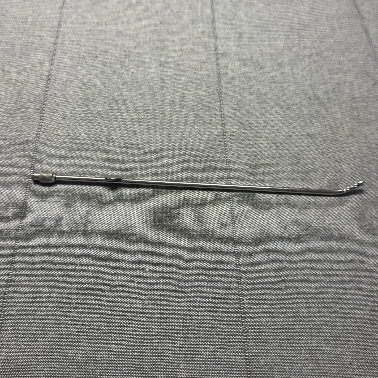 Stainless Silver Surgical Suction Tube 9 In Curved Fenestrated Tip Luer Germany